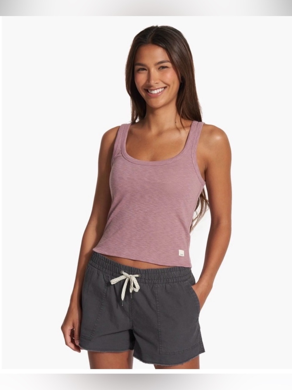 Vuori Sunrise Rib Tank Top Pink Ribbed Crop Tank Size Small